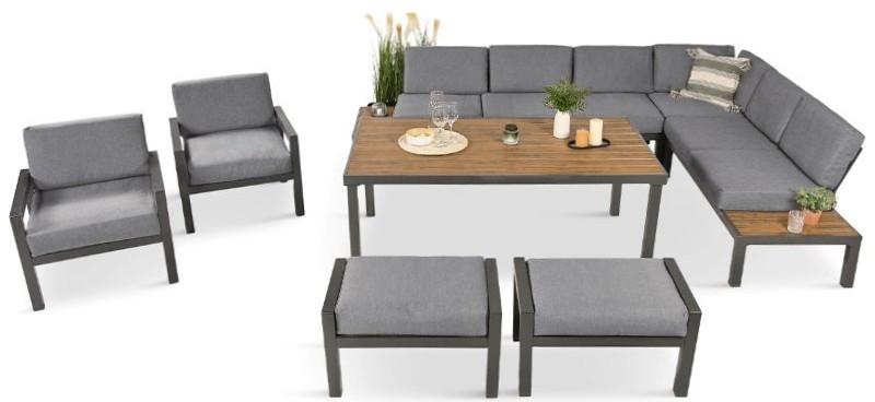 Komplet mebli ogorodowych Calamba z fotelami i pufami