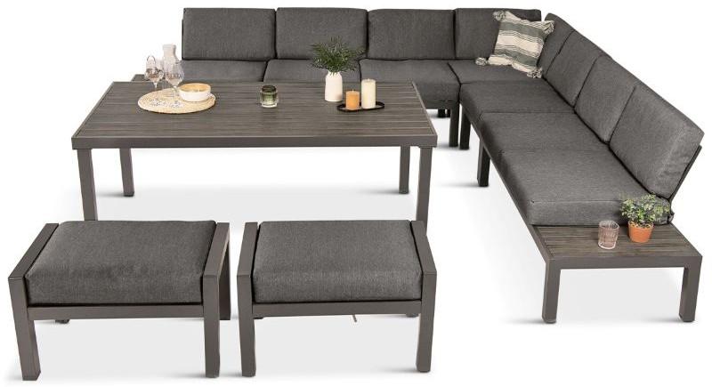 Narożnik Calamba z wysokim stołem i pufami