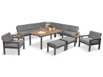 Modułowy narożnik ogrodowy z fotelami i pufami - Calamba Corner XXL - Grey