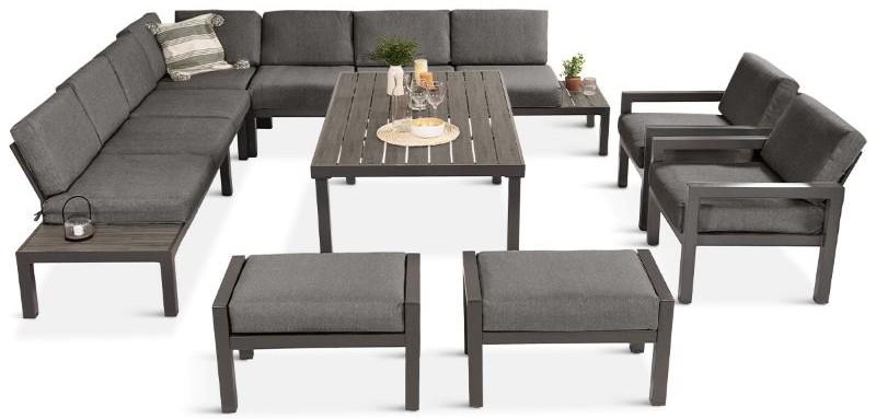 Narożnik Calamba z fotelami, pufami i wysokim stołem