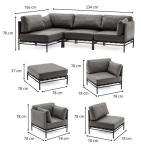 Meble ogrodowe modułowe Dandy Slate - 4 elementy + fotel +pufa