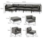 Meble ogrodowe modułowe Dandy Slate - 5 elementów +fotel +pufa