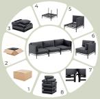 Meble ogrodowe modułowe Dandy Slate - 5 elementów +fotel +pufa
