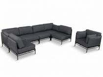 Duży komplet mebli tapicerowanych premium na taras - Dandy - 6 elementów + fotel