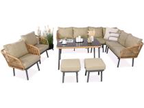 Beżowy Boho komplet mebli ogrodowych dla 10 osób Postigo Corner XL Nature