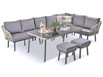 Duży narożnik na taras z wysokim stołem - rope style Postigo Corner XXL - Light Grey