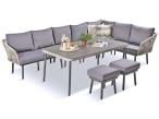 Duży narożnik na taras z wysokim stołem - rope style Postigo Corner XXL - Light Grey
