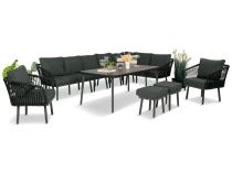 Komplet mebli tarasowych z narożnikiem, fotelami i pufami Postigo Corner XXL Dark Grey