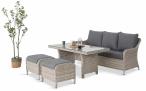 OUTLET - Zestaw mebli technorattanowych z sofą 180cm, fotelami, pufami i wysokim stołem Novici Dining Creme