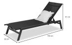 Sada zahradních lehátek Tebu - Black + Silver - 2 ks - wymiary