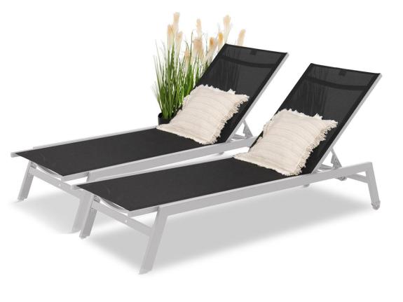 Sada zahradních lehátek Tebu - Black + Silver - 2 ks