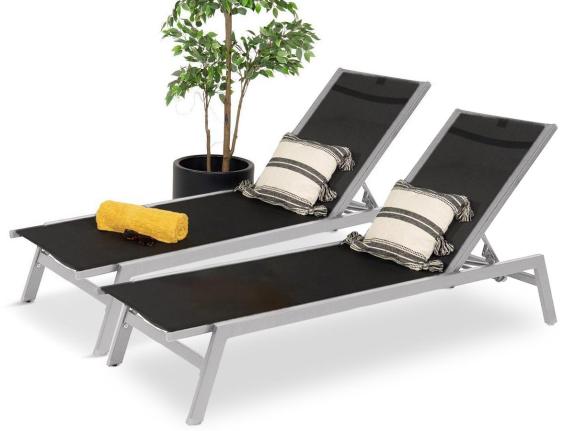 Nastavitelná sada zahradních lehátek Erebu - Black + Silver - 2 ks