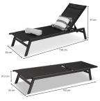 Nastavitelná sada zahradních lehátek Erebu - Black + Silver - 2 ks - wymiary
