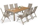 Mobilier de luat masa din aluminiu pentru terasa - masa de 210 cm si 8 scaune pliabile Tanami Daven Taupe