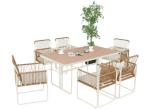 Beżowy komplet mebli ogrodowych obiadowych dla 6 osób Kibi ze stołem 160x90cm