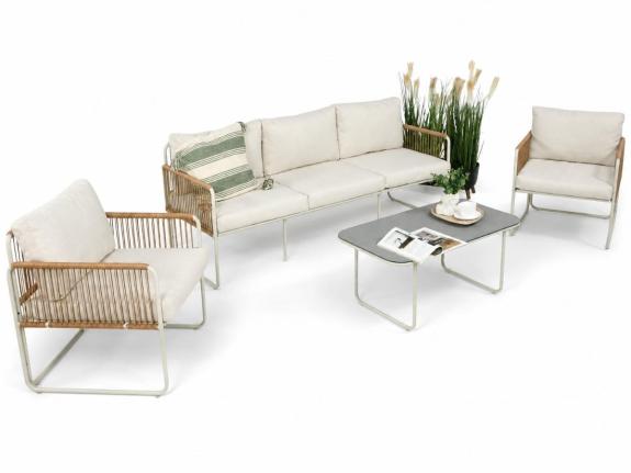 Set mobilier terasă, culoare crem, modern pentru 5 persoane Kibi - Crema