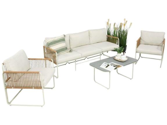 Set de mobilier de terasă cremă modernă pentru 5 persoane Kibi - Crema