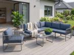 Set mobilier grădină Kibi Corner modern, ușor, albastru grafit, cu fotoliu 