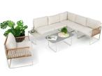 Set mobilier grădină boho, ușor, cu fotoliu Kibi Corner - Crem