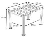 Pergola ogrodowa z materiałowym dachem Kirn 3x4 Aluminium - Cream Wood