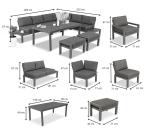 Aluminiowy narożnik ogrodowy z fotelem i stołem 160cm Calamba Corner XL - Grey