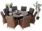 Zestaw mebli obiadowych na taras Laritto 8+1 okrągły stół - technorattan Brown