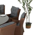 Zestaw mebli obiadowych na taras Laritto 8+1 okrągły stół - technorattan Brown