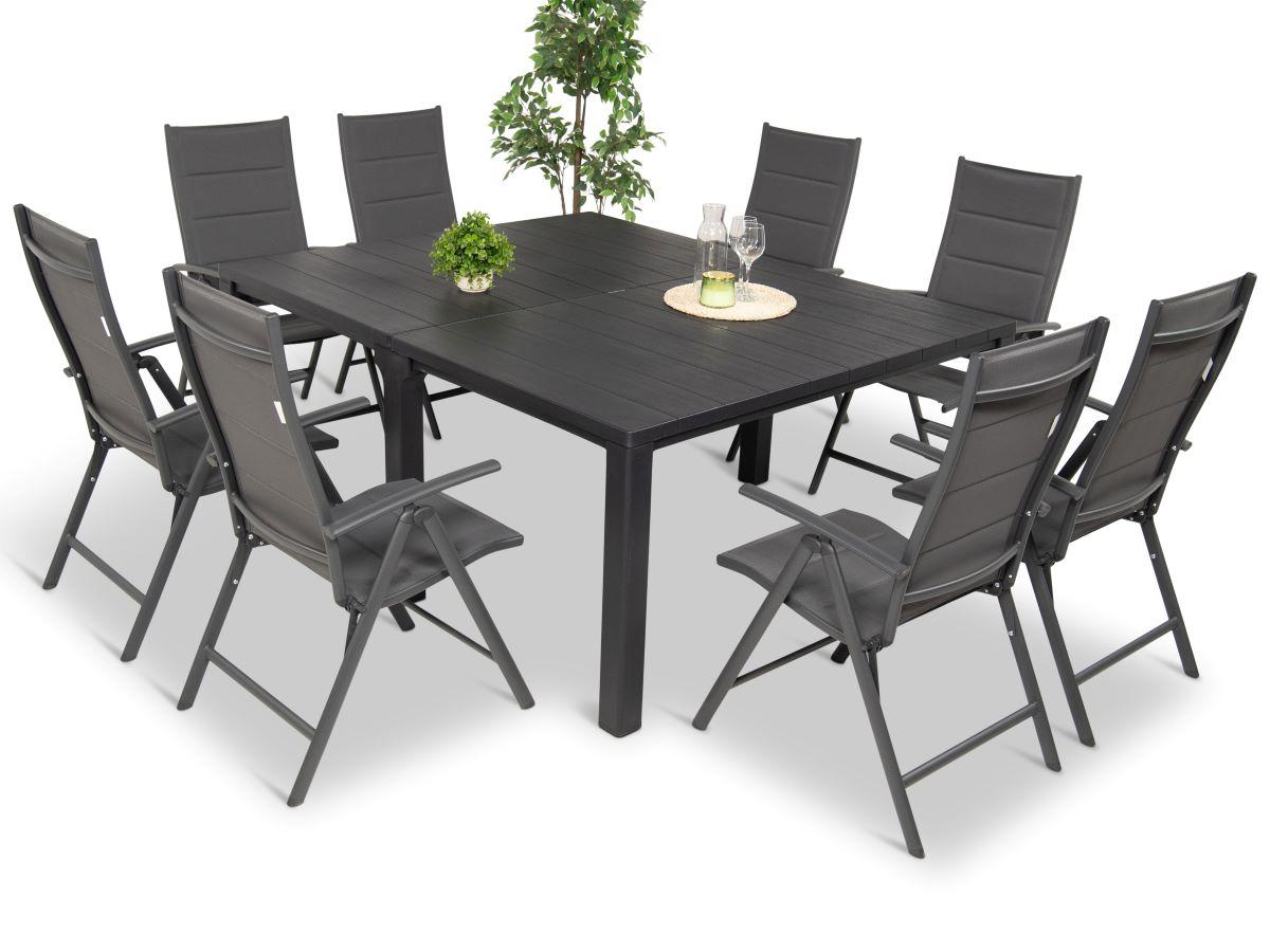 Komplet mebli dla 10 osób - stolik złożony w kwadrat