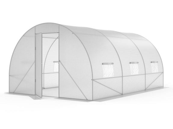 Agrinker - Tunel pentru grădină 3x4,5m cu folie și ușă metalică - alb