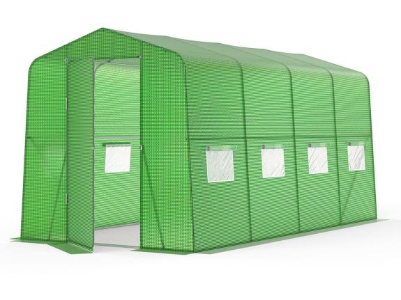 Tunel grădină cu folie 2x4m cu ușă metalică Jasmin - verde - Agrinker 