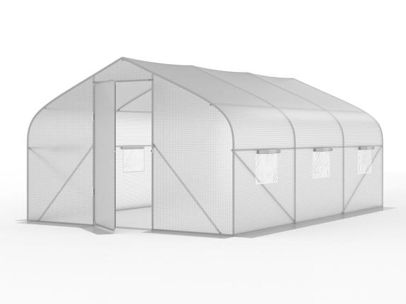 Tunel pentru grădină  4,5x3m cu folie și ușă metalică Jasmin - alb - Agrinker 