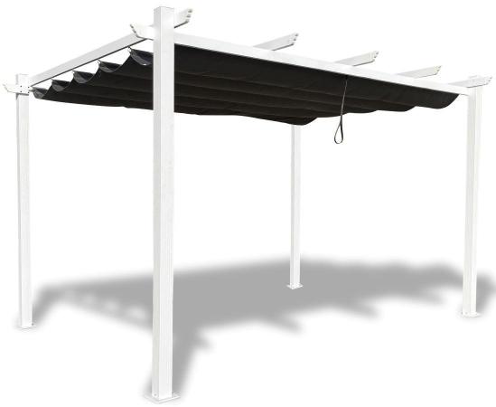 Pergola pentru gradina/terasa 4x4, retractabila, cadru aluminiu, Kirn Alb