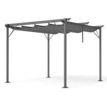Szara pergola tarasowa metalowa ze składanym dachem Niro 3x3 - Grey