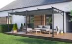 Grafitowa pergola tarasowa z materiałowym dachem Niro 3x5,5 - Grey