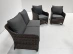 OUTLET - Brązowy narożnik na taras 207x207cm z wysokim stołem i fotelami Novici - Dark Brown