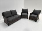 OUTLET - Brązowy narożnik na taras 207x207cm z wysokim stołem i fotelami Novici - Dark Brown