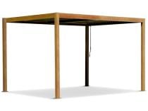 Aluminiowa pergola na taras 4x4 w kolorze drewna Lufel z lamelami - Woodlook