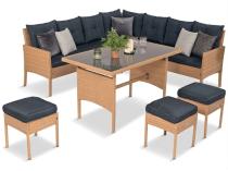 Naturalny narożnik ogrodowy 190x190cm z pufami Torino Corner XL Yellow