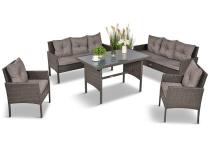 Zestaw mebli ogrodowych z technorattanu z 2 sofami, 2 fotelami i stołem Torino Grande antracyt