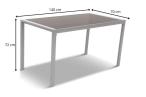 Stalowy stół Sodor 140x70 z blatem z hartowanego szkła - Silver