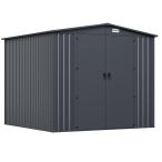 Wytrzymały schowek ogrodowy blaszany Hartt Plus 240x240x205cm - z drzwiami na zawiasach - Antracyt A16