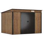 Brązowa szopa na narzędzia Nittel Plus 300x240 cm - drzwi na zawiasach - Wooden