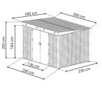 Brązowa szopa na narzędzia Nittel Plus 300x240 cm - drzwi na zawiasach - Wooden