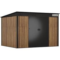 Brązowa szopa na narzędzia Nittel Plus 300x240 cm - drzwi na zawiasach - Wooden