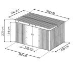 Duża szopa narzędziowa Nittel Plus z podwójnymi drzwiami 360x240 cm - Antracite A16