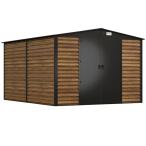 Grafitowa szopa ogrodowa z grubszej blachy Dettel Plus 300x360x205cm - drzwi na zawiasach - Wooden