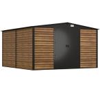 Grafitowa szopa ogrodowa z grubszej blachy Dettel Plus 360x360x205cm - drzwi na zawiasach - Wooden