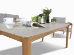 Nowoczesny zestaw mebli Origo z sofą, fotelami i stolikiem - imitacja drewna - Light Grey