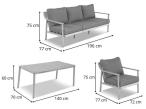 Nowoczesny zestaw mebli Origo z sofą, fotelami i stolikiem - Light Grey