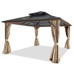 Brązowa nowoczesna altana ogrodowa dach poiliwęglan Havero 3,5x4 - Woodlook